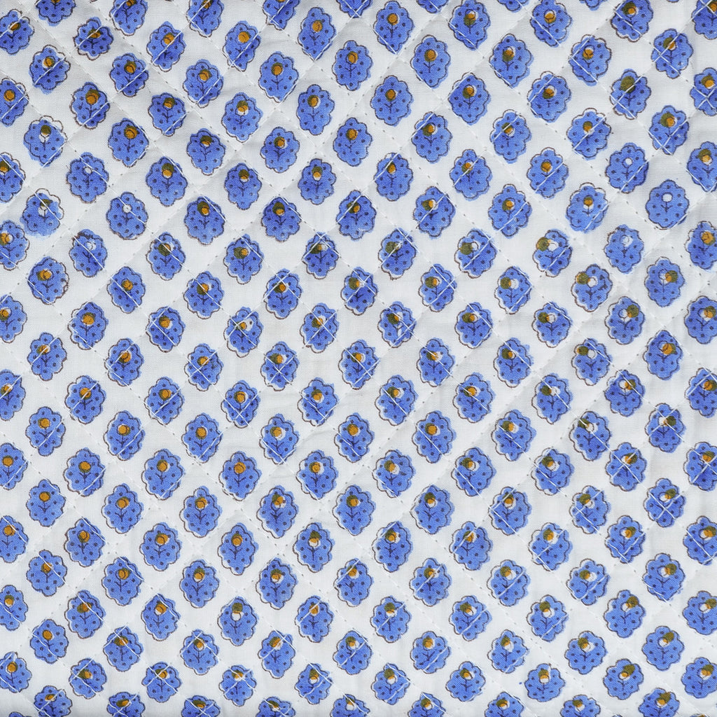 Blue daisy quilted bedspread