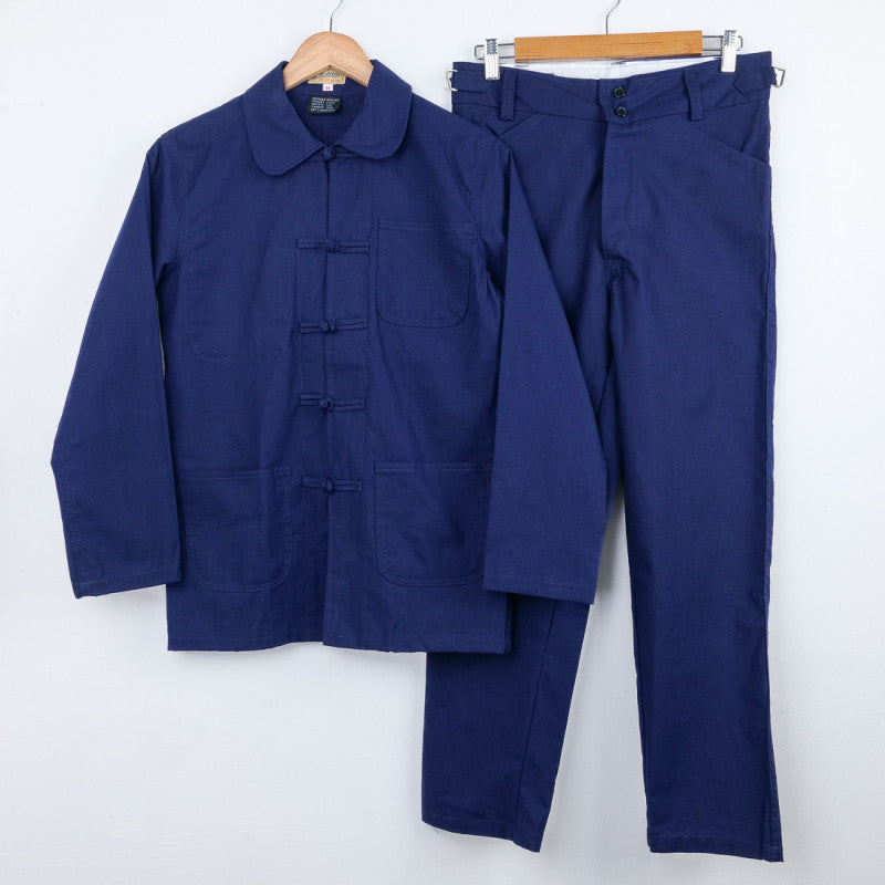 Blue Chinese work suit set