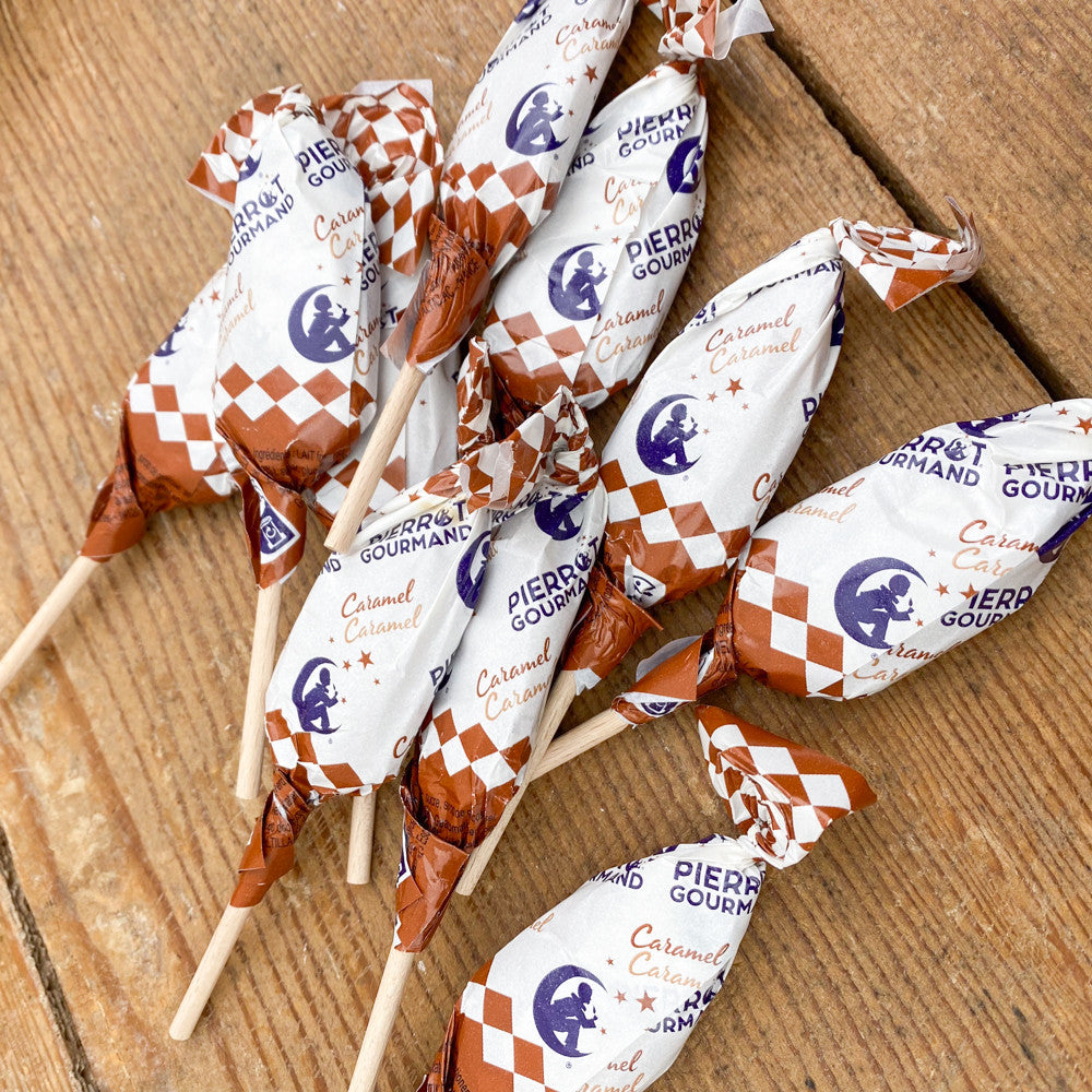 Etui de 10 sucettes Pierrot Gourmand au Caramel