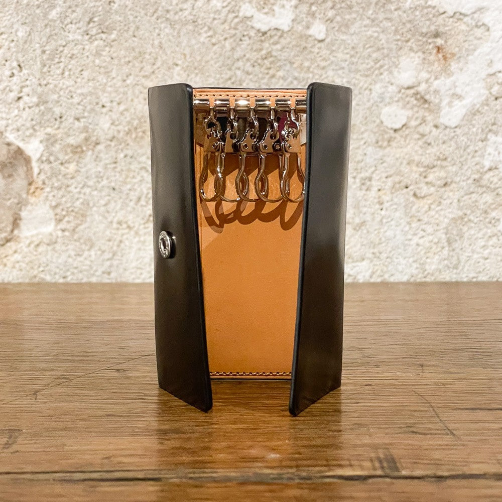 Black leather key case