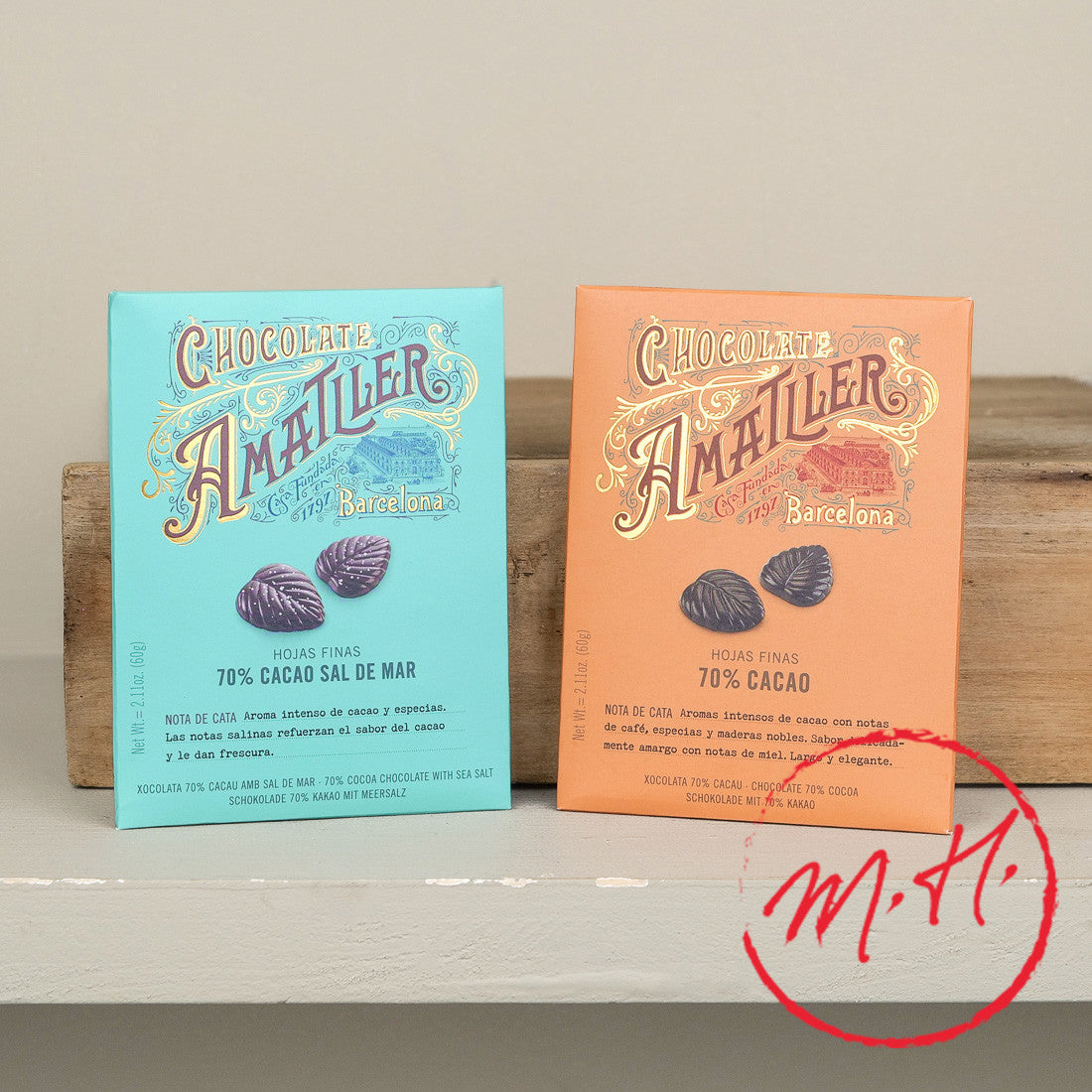 Feuilles en chocolat noir ou sel marin