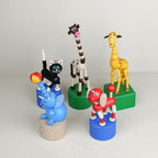 Figurine articulée en bois à choisir parmi cinq animaux, petite ménagerie wakouwa dès 3 ans, jouet animal articulé