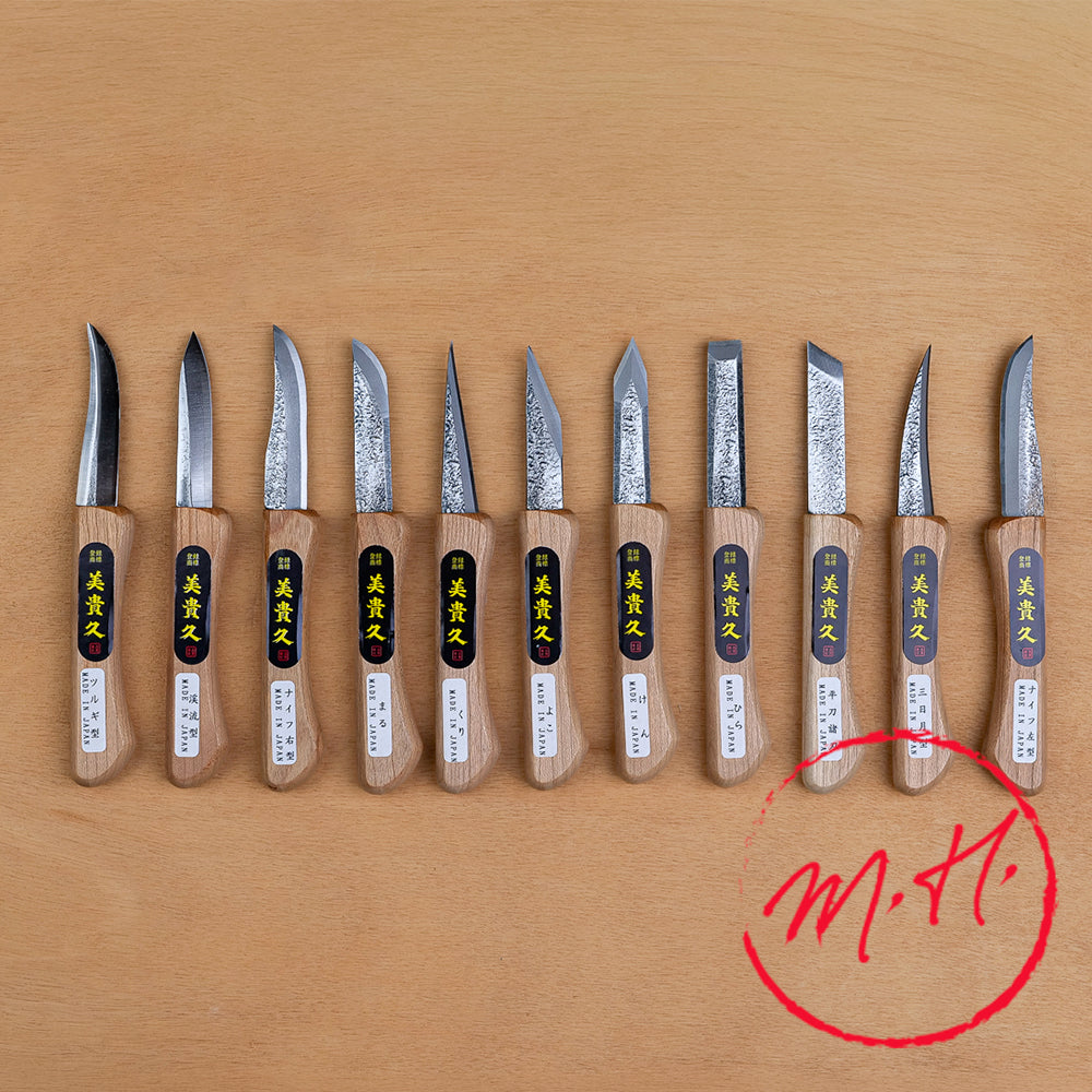 Japanese Wood Carving Knife, Blue Paper Steel - Mikikichan