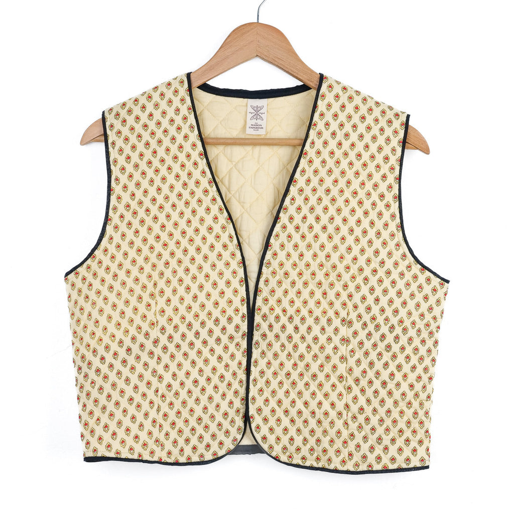 Gilet provençal boutis Beige motif calisson
