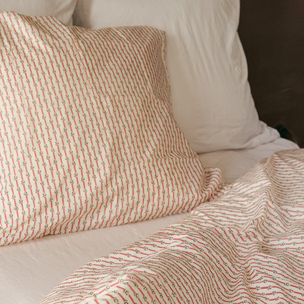Striped Duvet Cover Red
