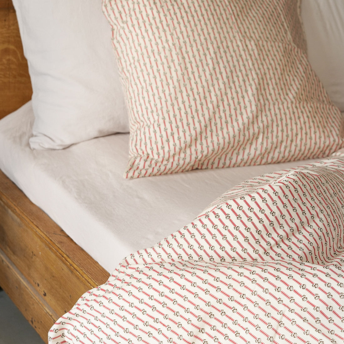 Housse de couette rayée Rouge