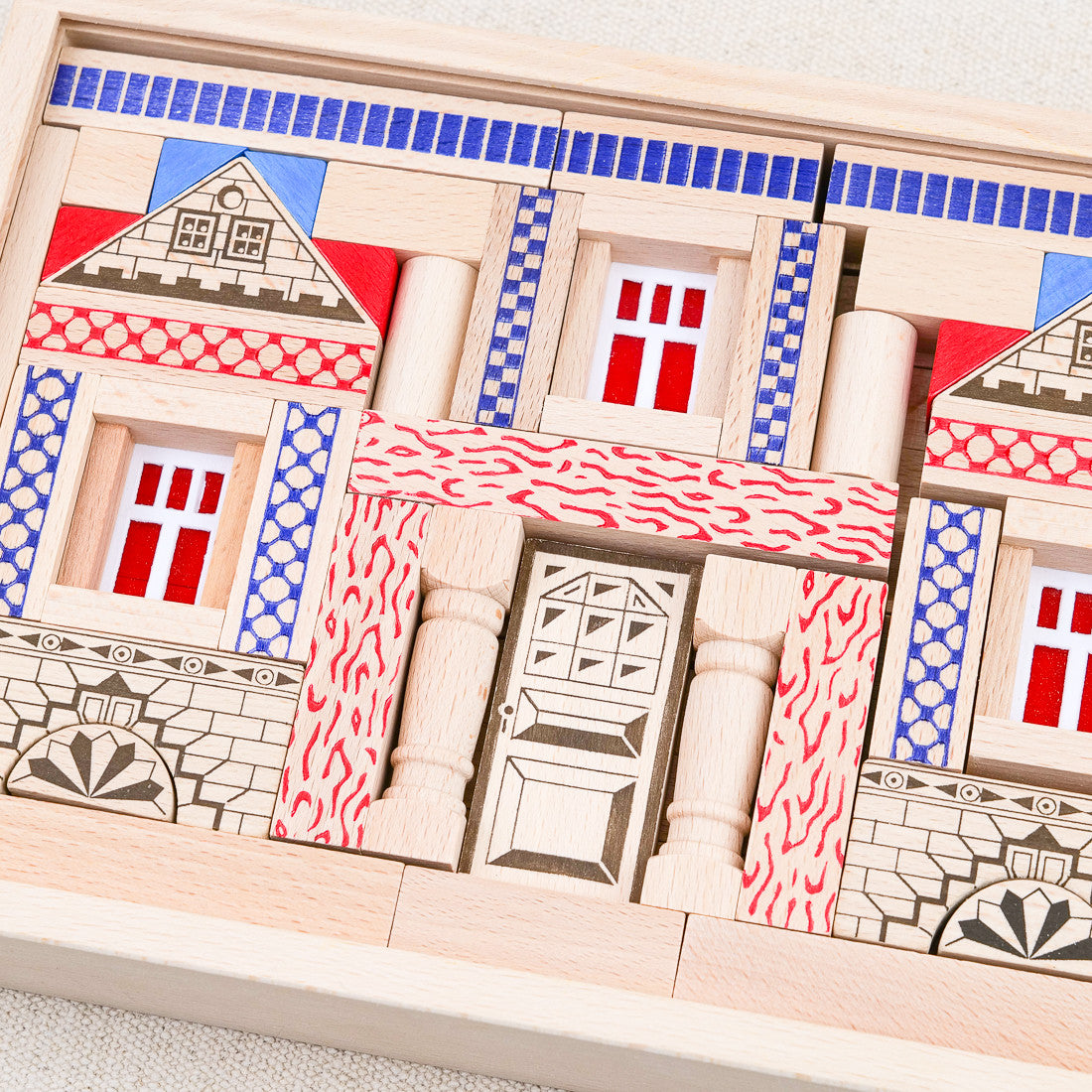 Jeu de construction en bois 79 pièces