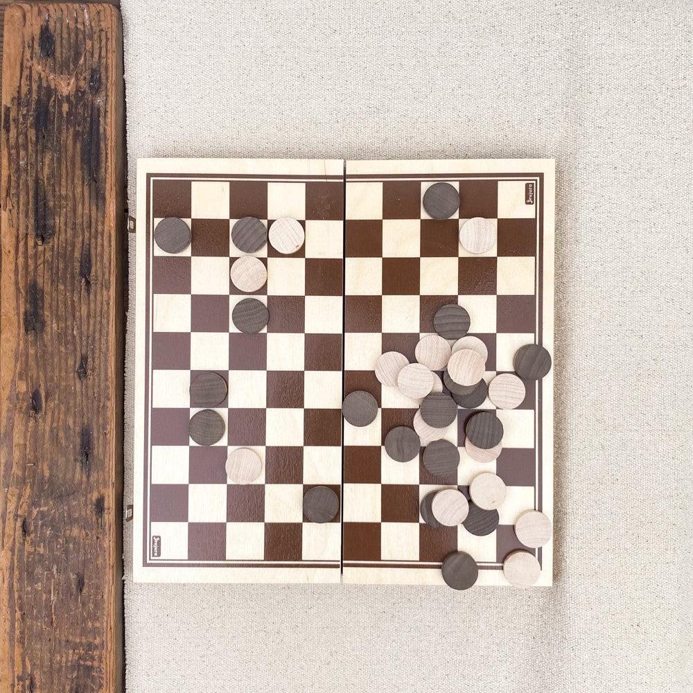 Jeu de dames pliable en bois