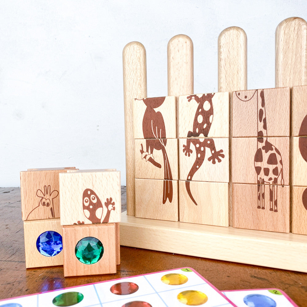 Educational game animals and rhinestones