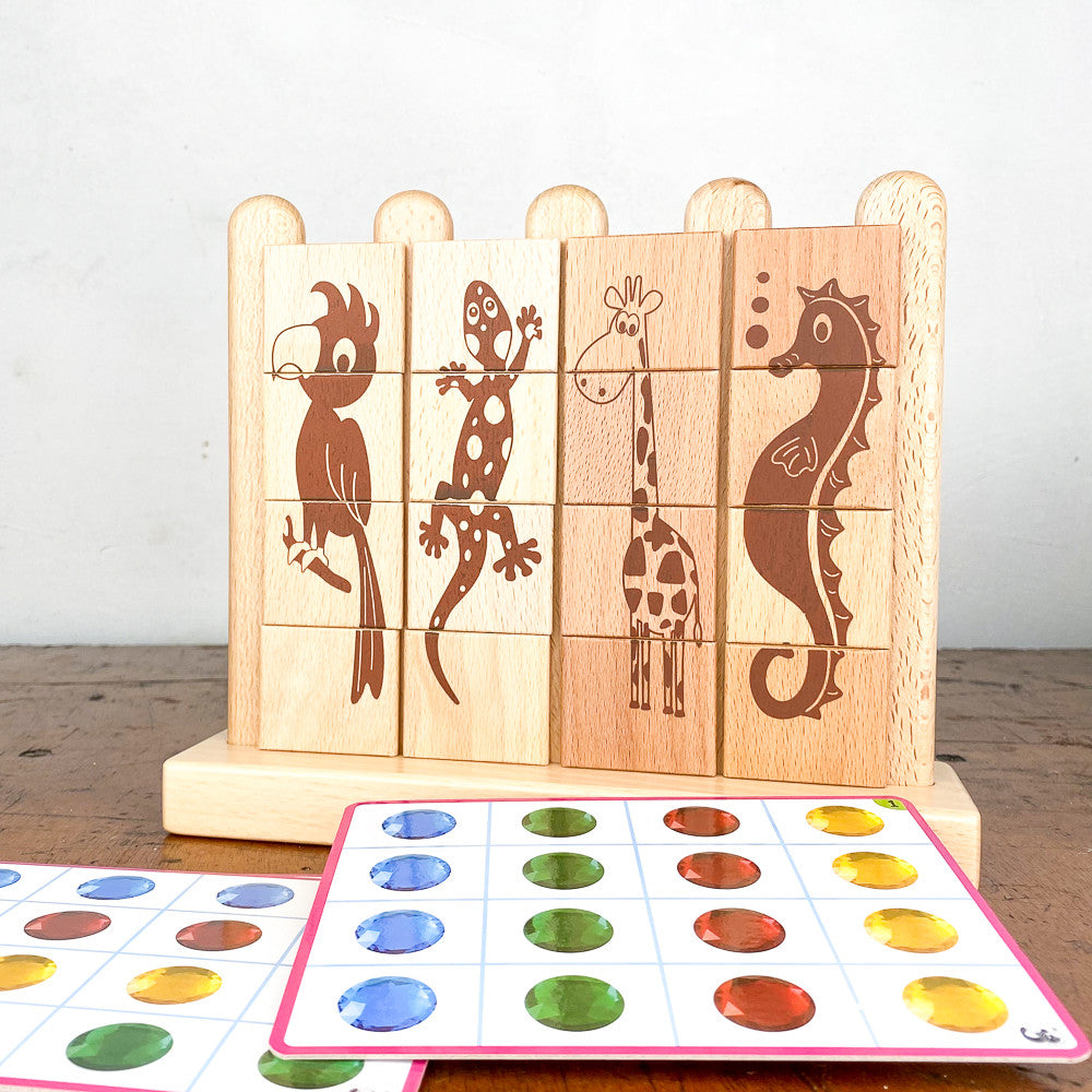 Educational game animals and rhinestones
