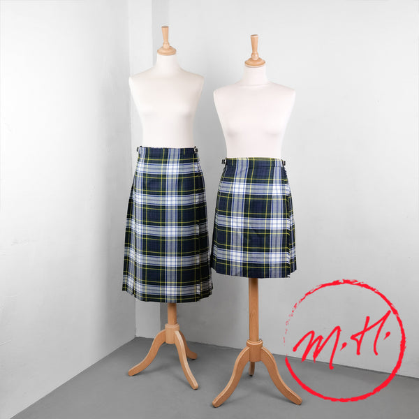 Blue tartan wool kilts, short and long lengths