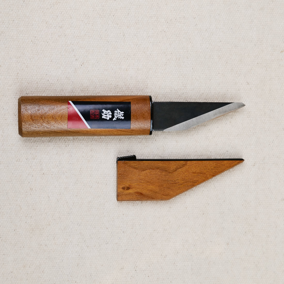 Gisuke Kiridashi SK5 carbon steel, cherry wood handle and sheath, Japanese woodworking marking knife by Takagi