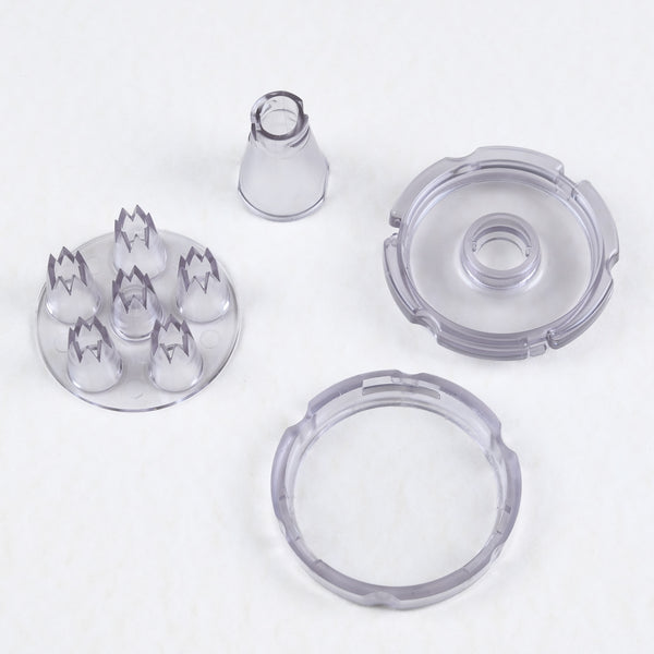 Kit multidouille Chef Inov plastique transparent avec plateau, bague et entonnoir, 6 douilles en un seul geste pour décoration pâtisserie