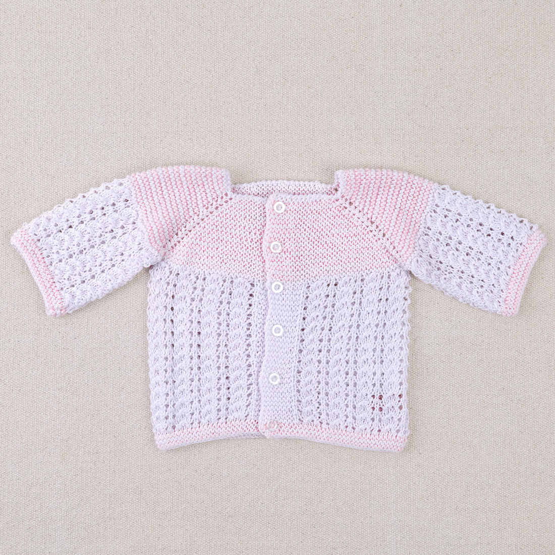 Layette blanche et rose en coton
