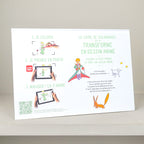 Livre animé le Petit Prince à colorier, +6 ans, mode d'emploi application Blinkbook pour animer ses dessins, réf. CDA-13
