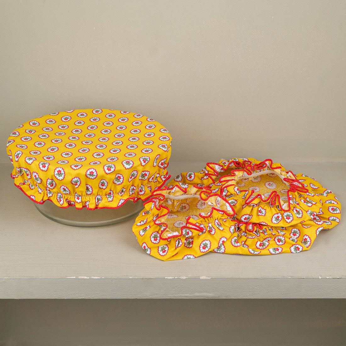 Lot de 4 charlottes alimentaires en tissu jaune