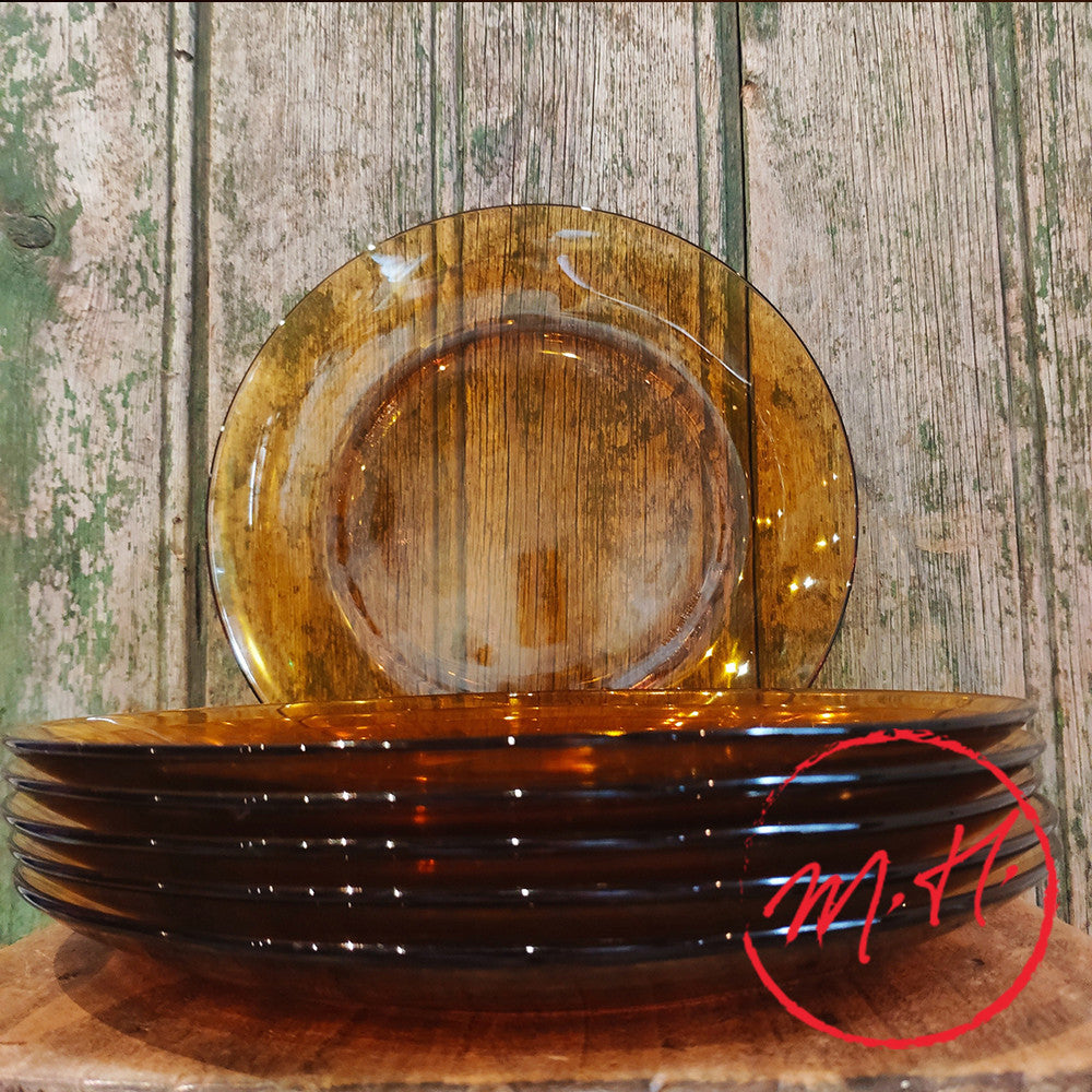 Lot de 6 assiettes plates ambrées Duralex