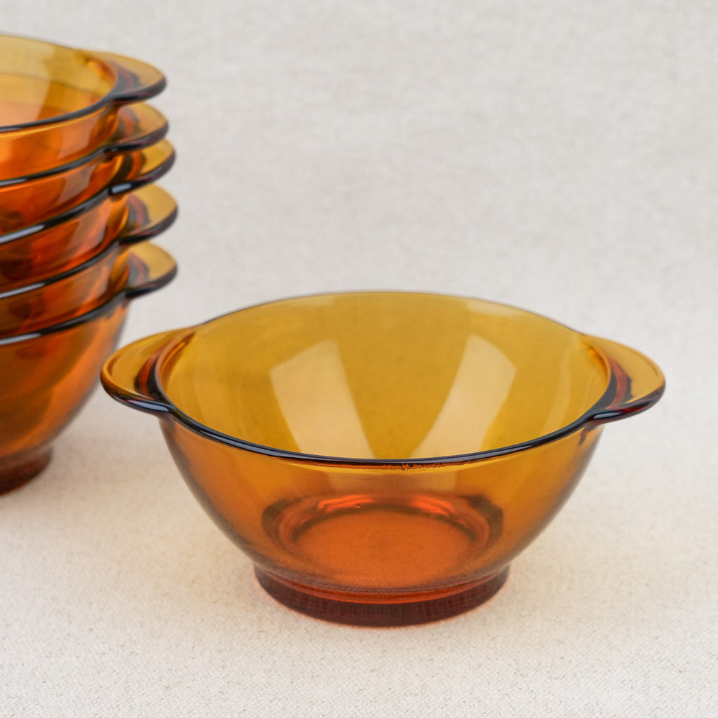 orange DURALEX bowls with handles