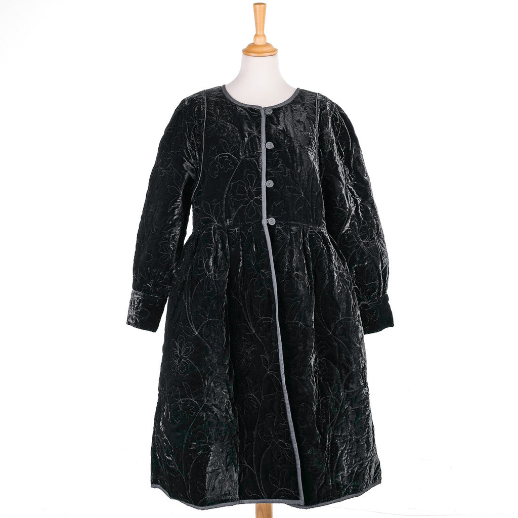 Manteau long réversible en velours noir