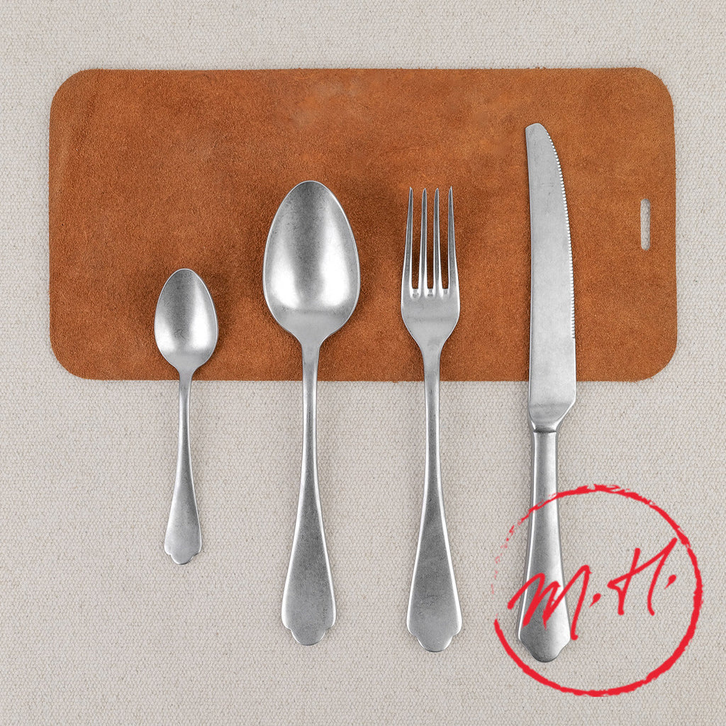 24-piece smooth pewter cutlery set