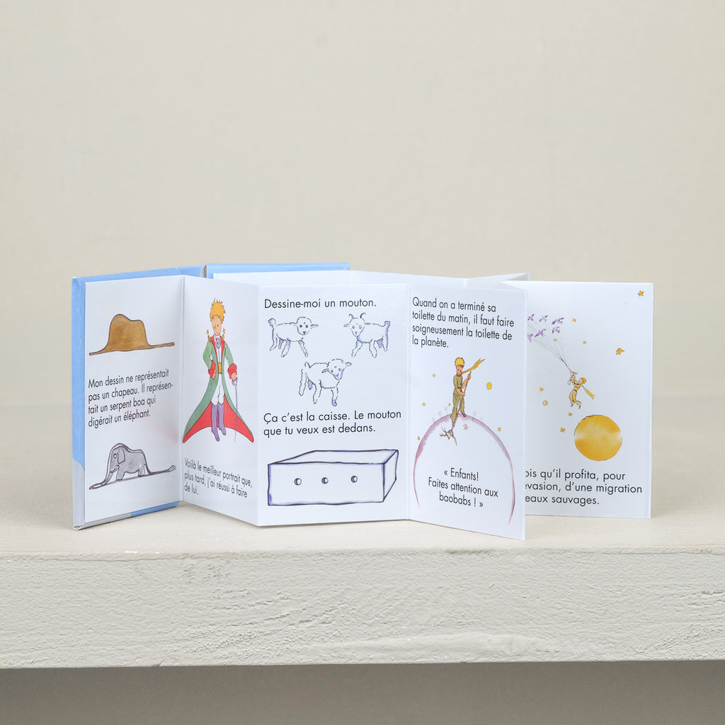 Mini livre magnétique Le Petit Prince Bulfran fabrication française 40 x 60 mm, citations illustrées dépliées en accordéon