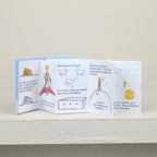 Mini livre magnétique Le Petit Prince Bulfran fabrication française 40 x 60 mm, citations illustrées dépliées en accordéon