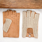 Crochet and lambskin mittens Maison Fabre