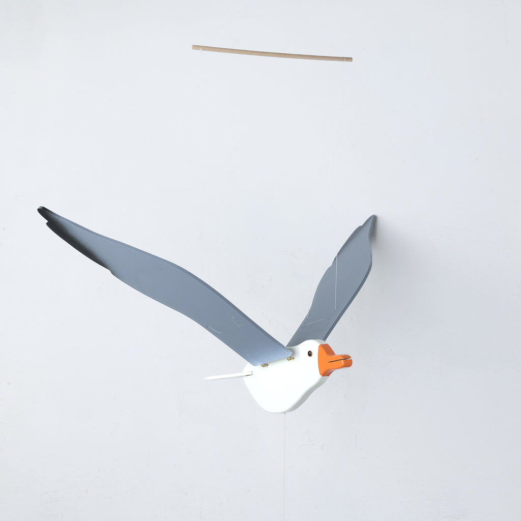 Legler Small Foot 1621 wooden seagull mobile, grey wings, 32 cm body, kids room wall decor