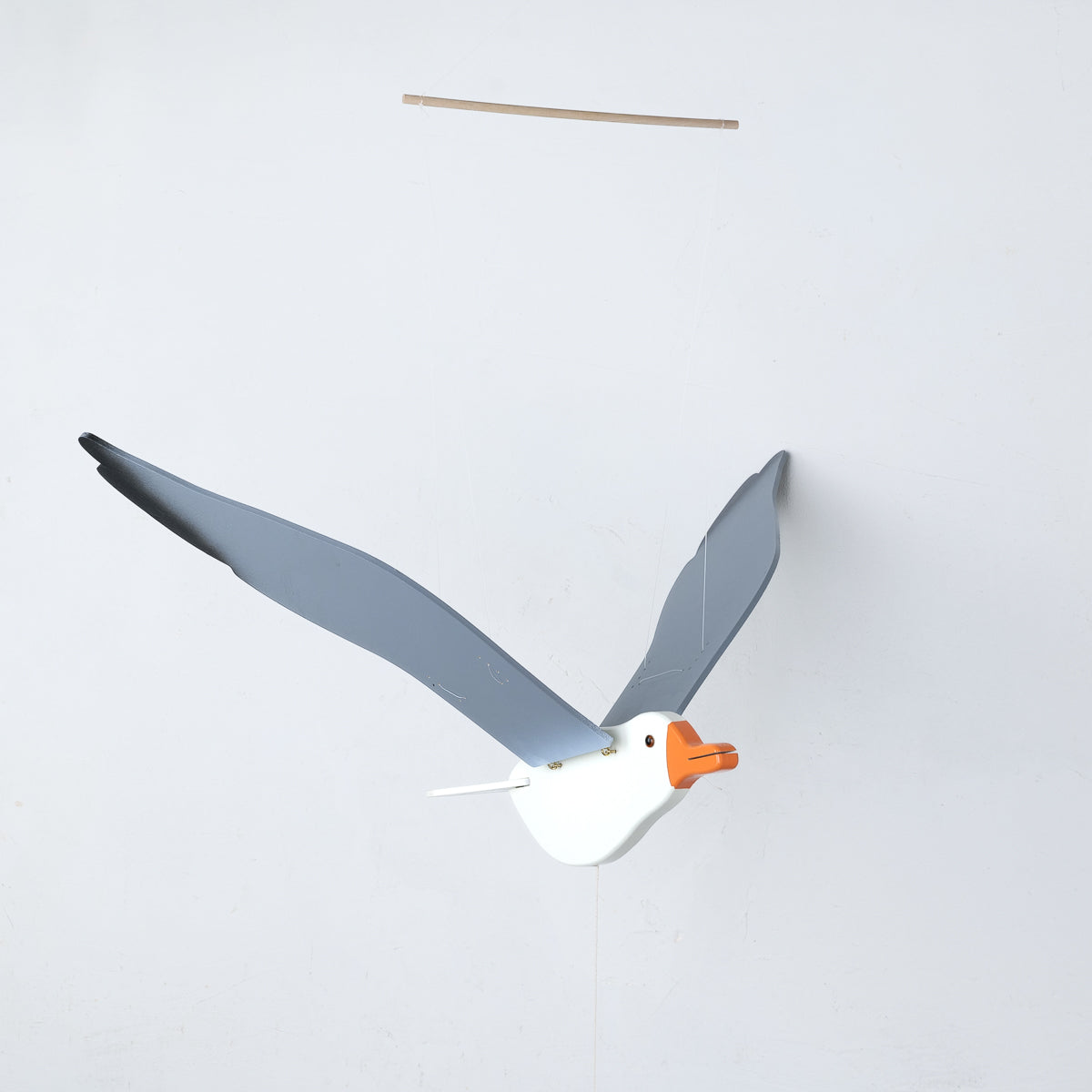 Legler Small Foot 1621 wooden seagull mobile, grey wings, 32 cm body, kids room wall decor