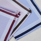Carré de poche homme en coton 100 % 40 x 40 cm réutilisable, trois mouchoirs à bordures rayées en coloris pastel