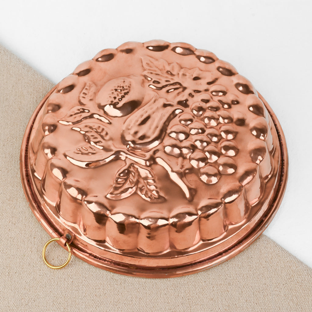 Copper cake mould, fruit design