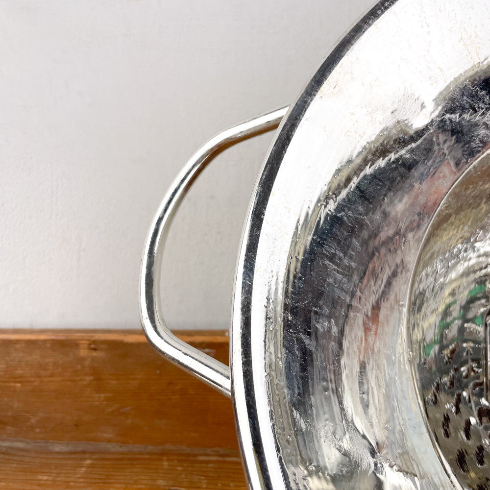Vintage vegetable mill tin details