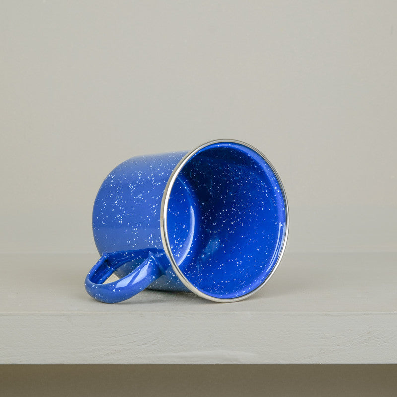 Blue enamel camping mug