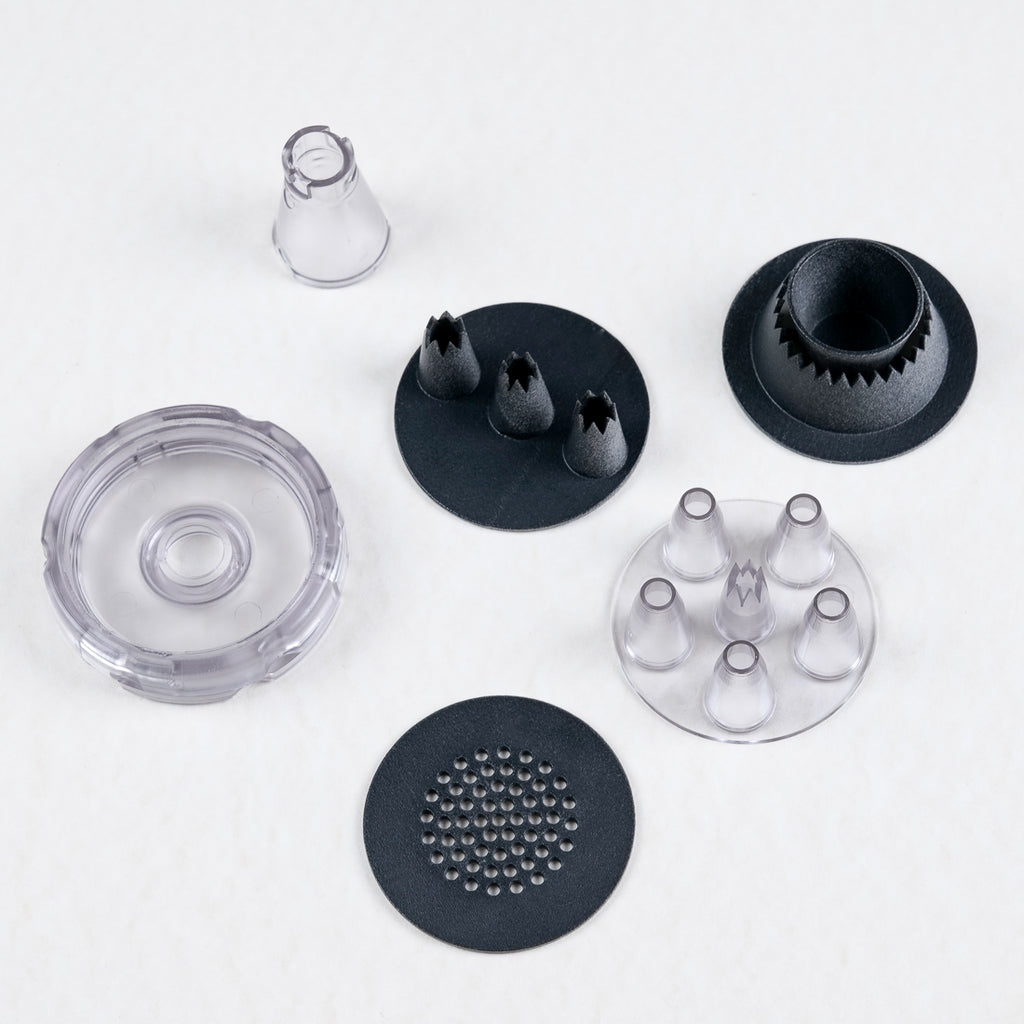 Kit multidouille 3 plateaux interchangeables Chef Inov en plastique pour décoration pâtisserie, pièces détachées étalées