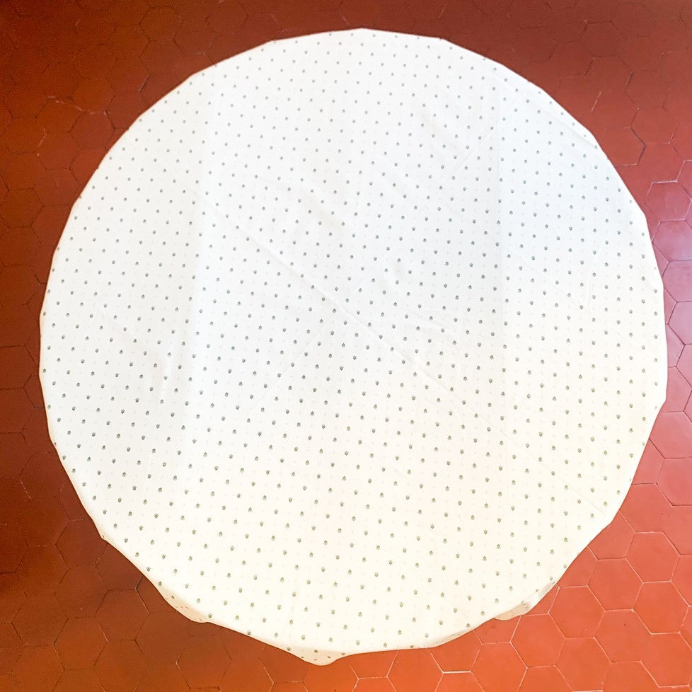 Nappe calisson ronde blanc-bleu