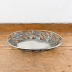 Oval pewter wheat ear basket Potier d'Etain