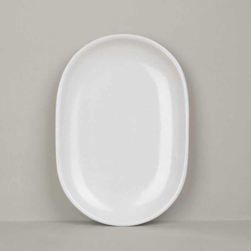 Assiette ovale en grès naturel