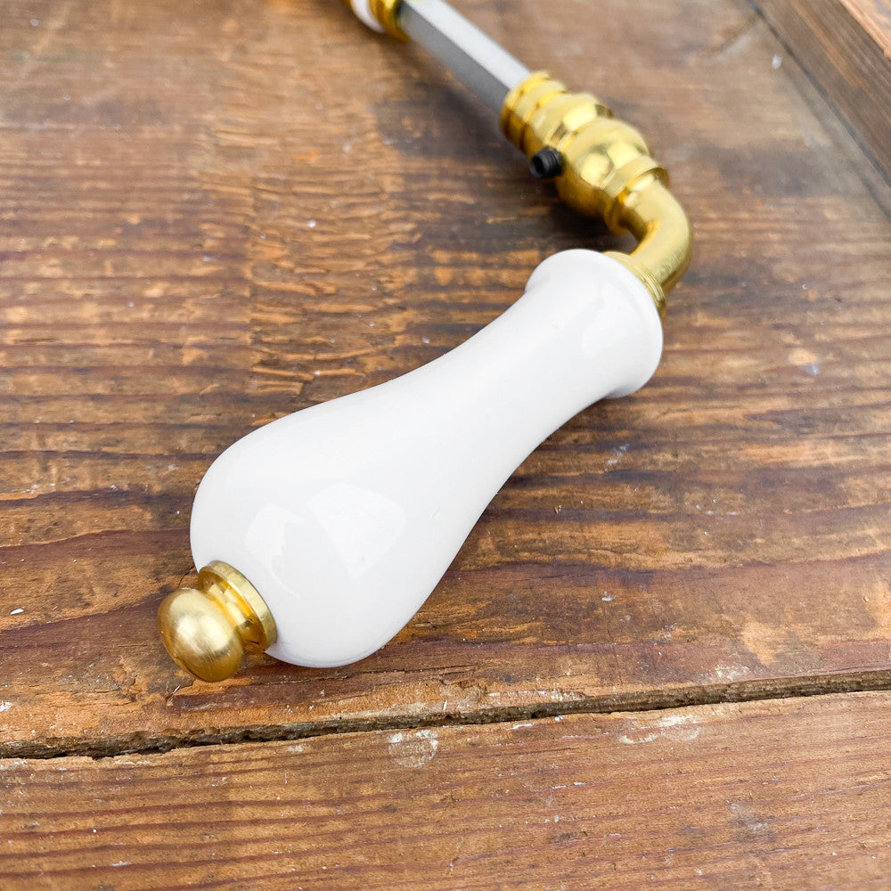 Poignée de porte double en porcelaine blanche
