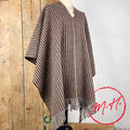 Poncho rayé en laine couleur chocolat/marron foncé
