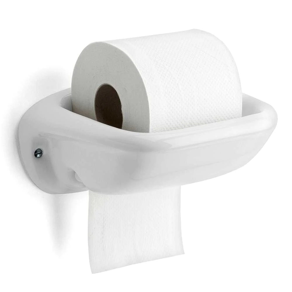 Porcelain toilet roll holder