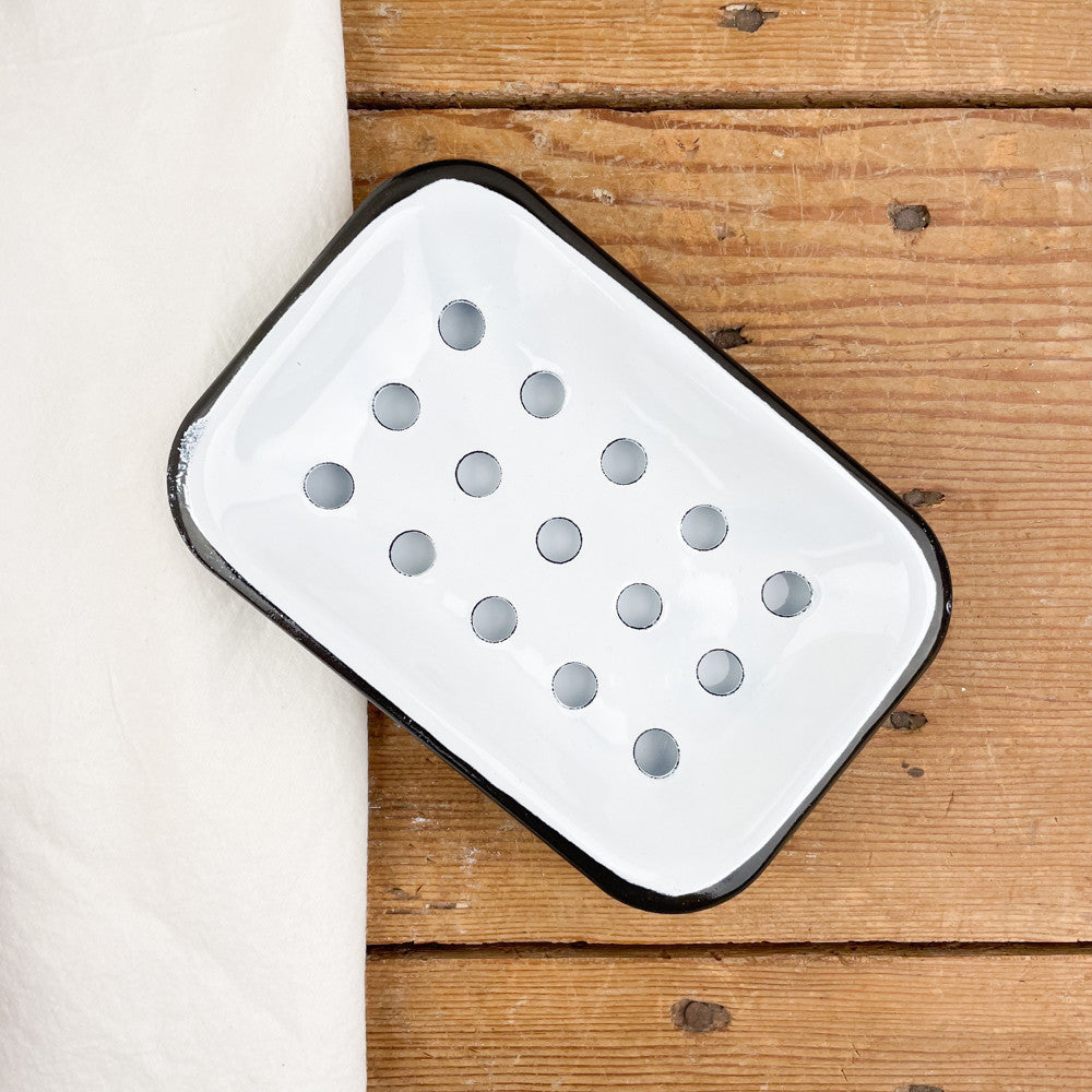 Porte-savon en émail avec egouttoir