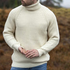 Pull col roulé crème