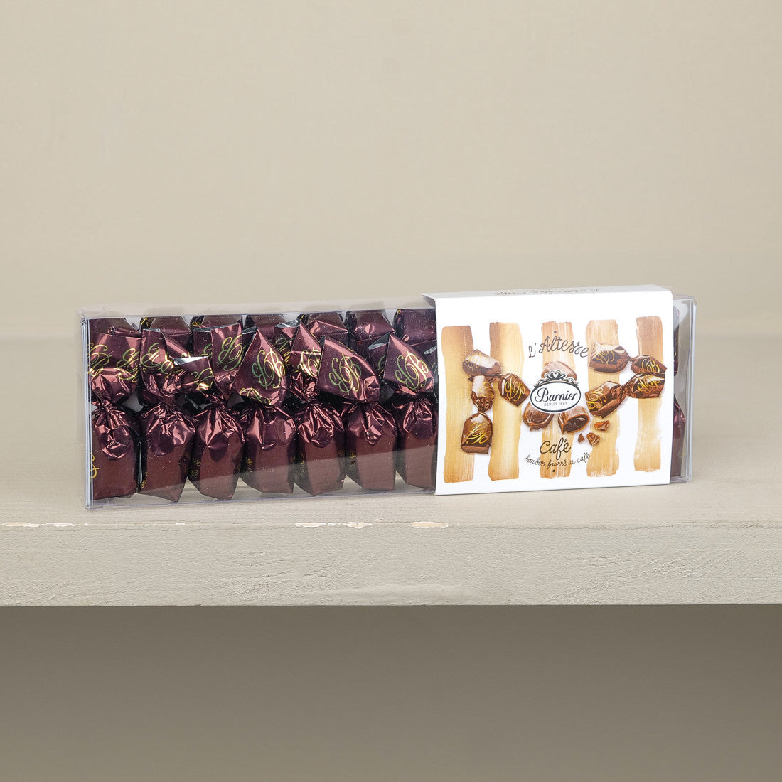 Réglette de bonbons fourrés au café