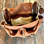 Sac bandoulière en cuir marron (grand modèle)