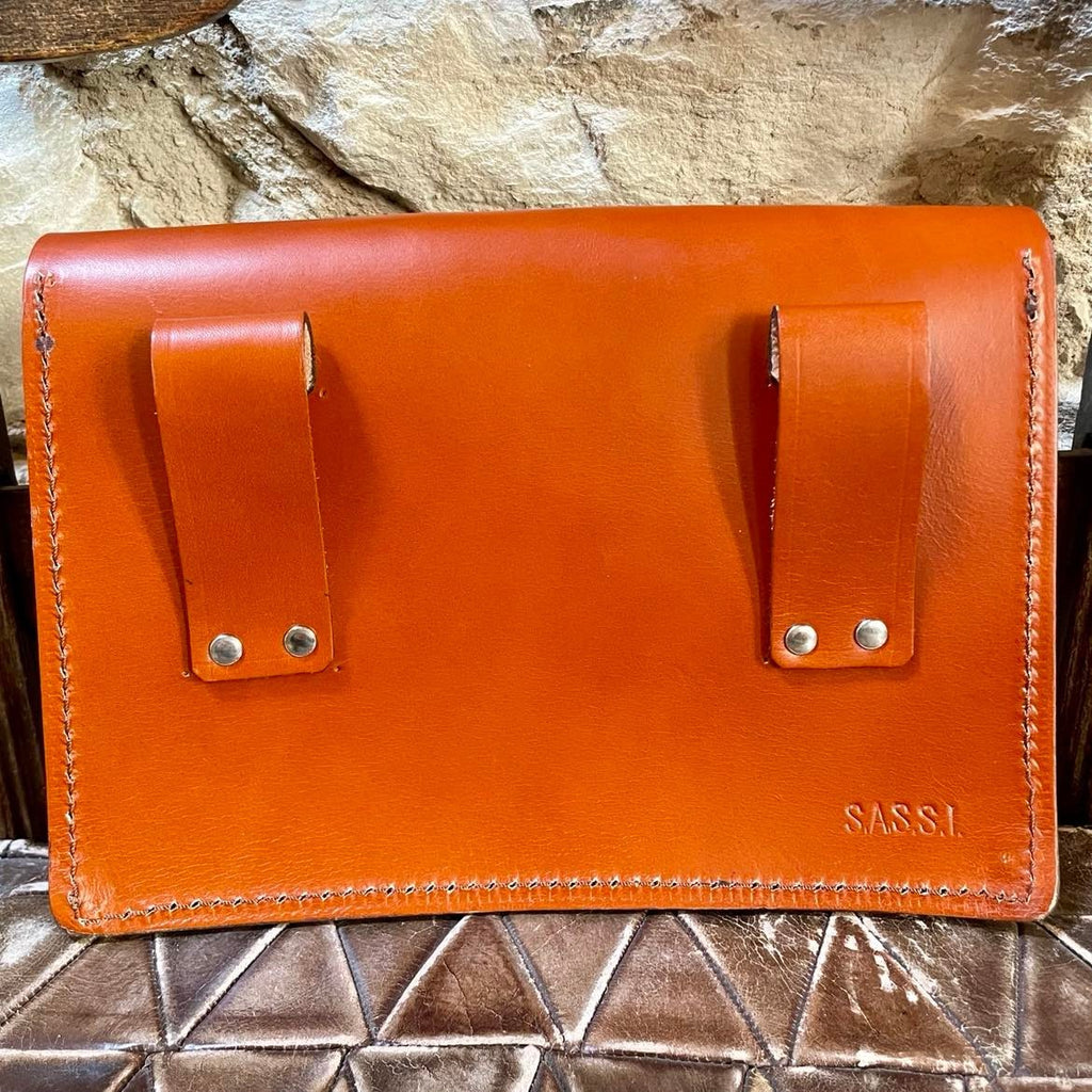Leather belt pouch, large