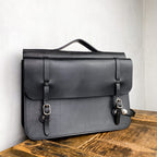 Sacoche cartable double de vélo en cuir noir