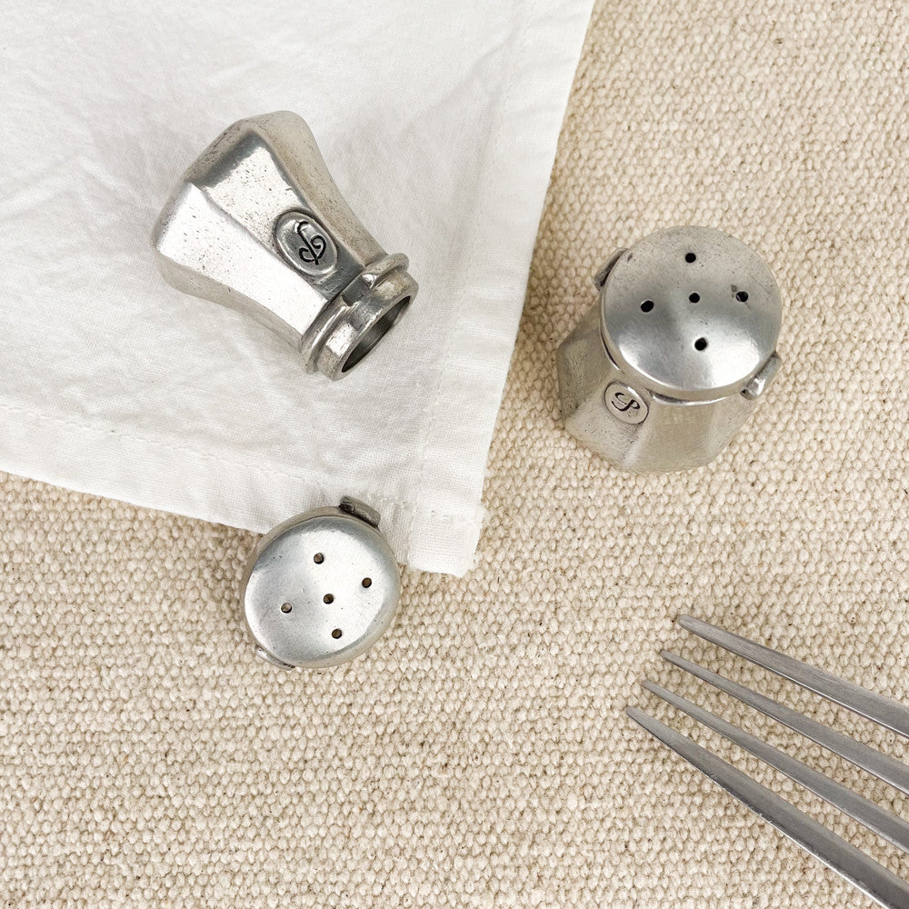 Pewter salt and pepper shakers