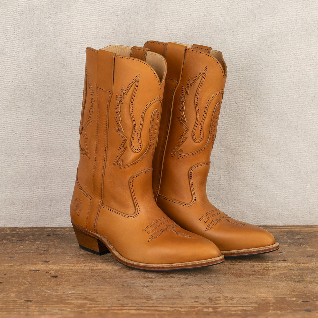 Pair of brown leather cowboy boots