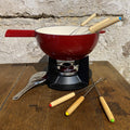 Fondue set cast iron / red enamel