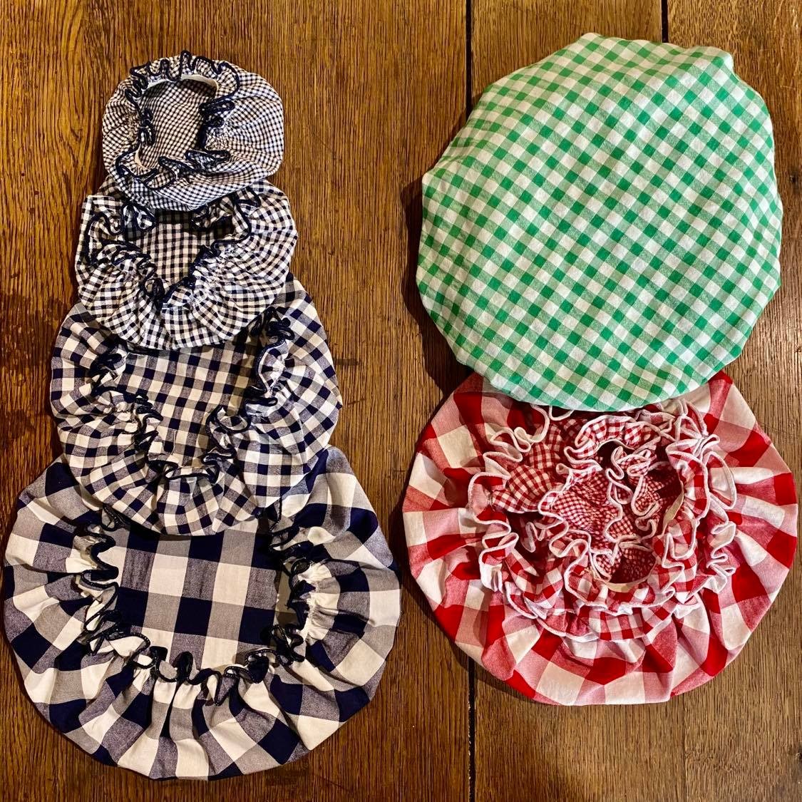 Set of 4 gingham bowl covers